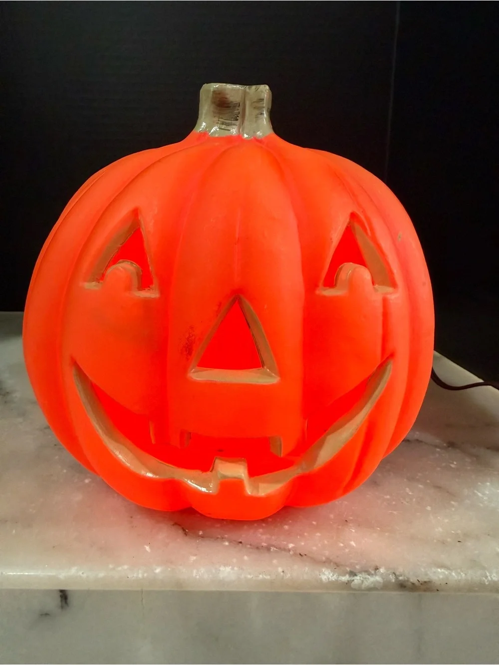 Vintage orange plastic blow-mold jack-o'-lantern tabletop light Pumpkin